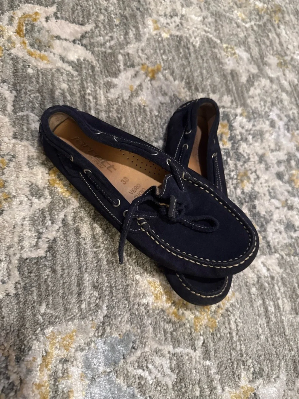 Vero Cuoio Navy Suede Kids Moccasin Loafers